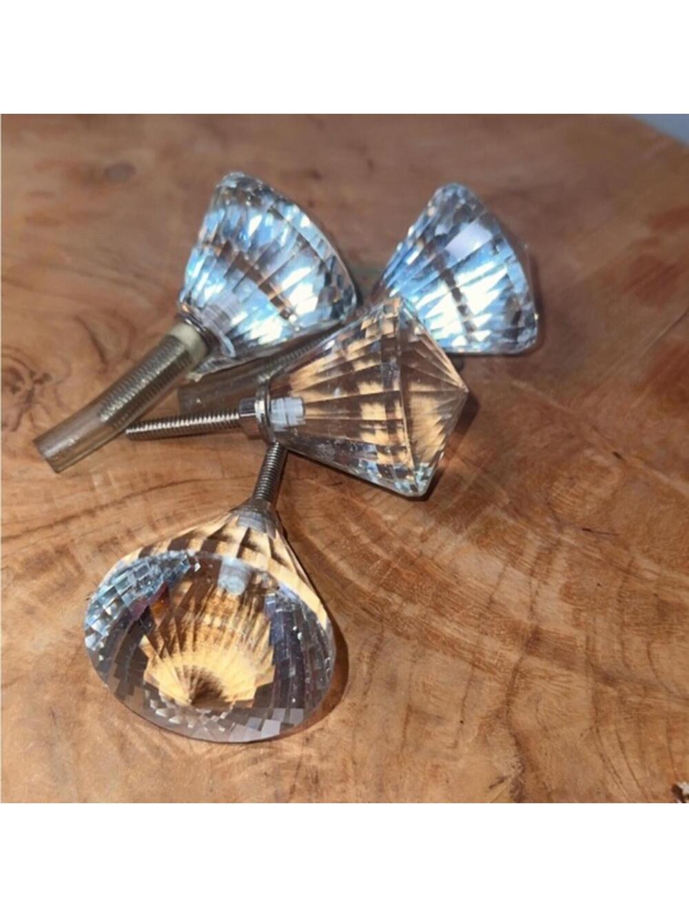 4 Pier 1 Crystal Glass Drawer Knobs